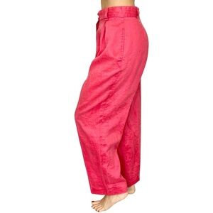 Vintage 90s 100% linen watermelon pink red high rise pleated baggy trousers 15